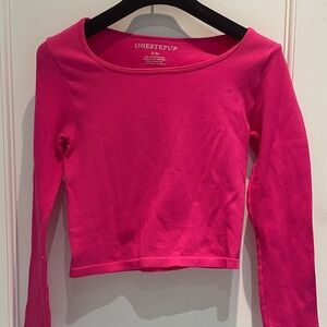 OneStepUp Pink Long Sleeve Cropped Top 🦜
